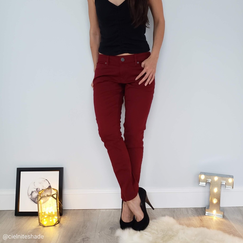 Express Burgundy Skinny Jeans
